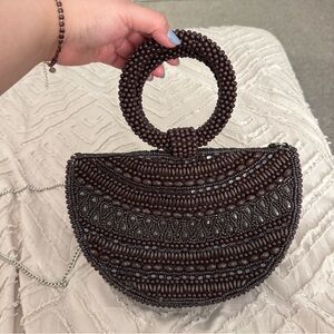 Beaded Half-Moon Handbag